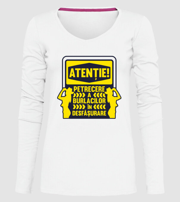 atenție, petrecere a burlacilor în desfășurare model alb pe tricou