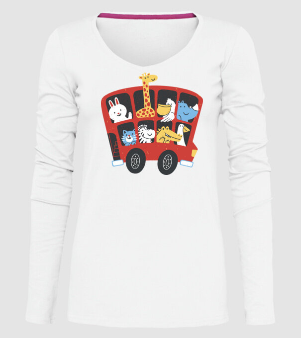 Autobuze model alb pe tricou
