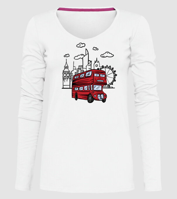 Autobuze model alb pe tricou