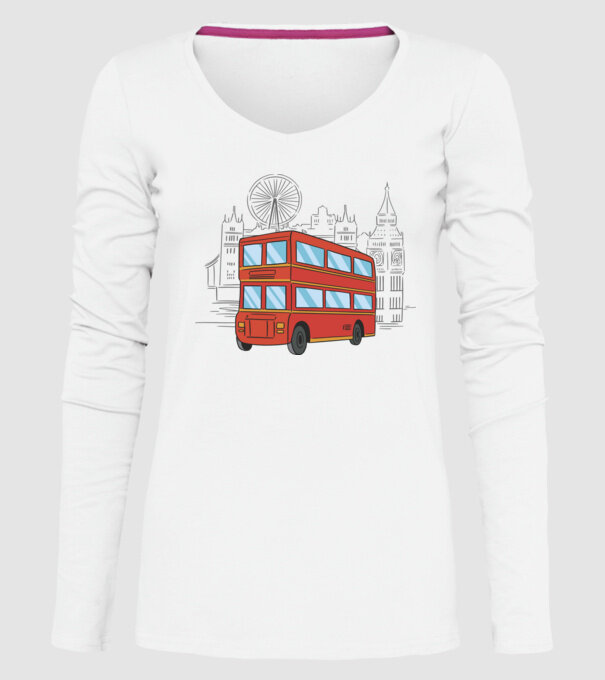 Autobuze model alb pe tricou
