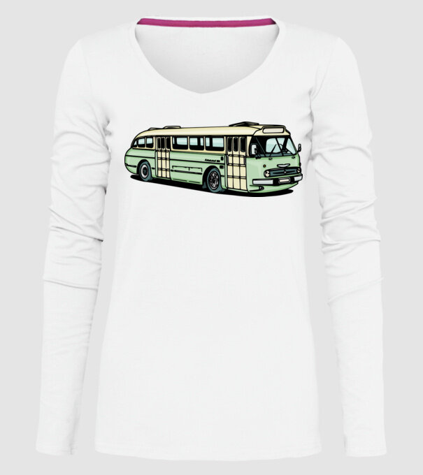 Autobuze model alb pe tricou