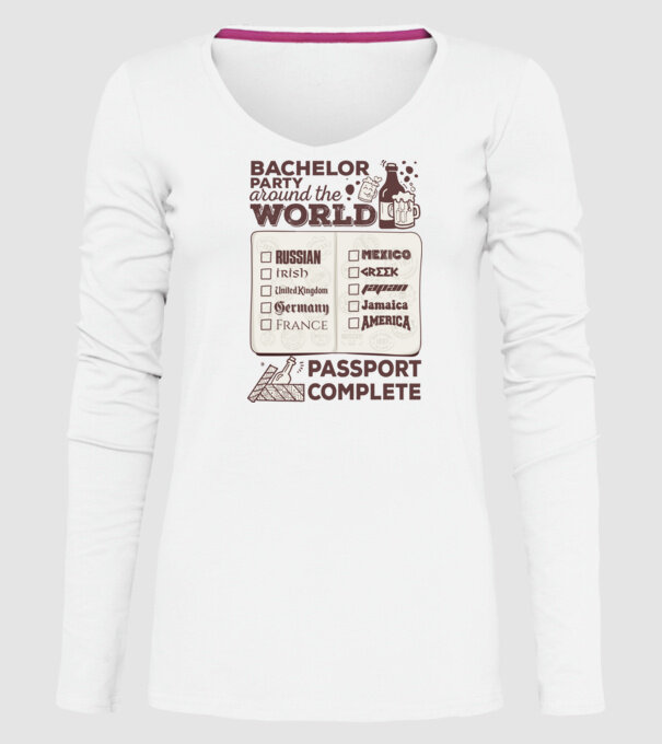 Bachelor Party World tour model alb pe tricou