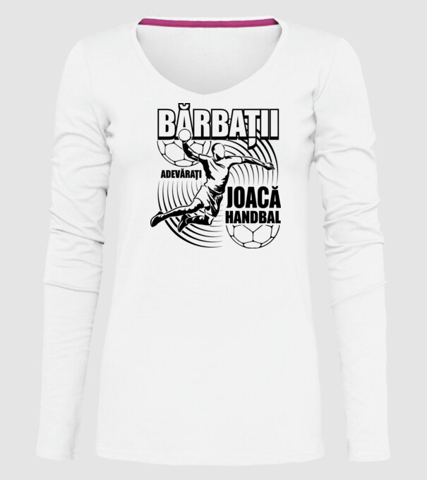 Bărbații adevărați joacă handbal model alb pe tricou