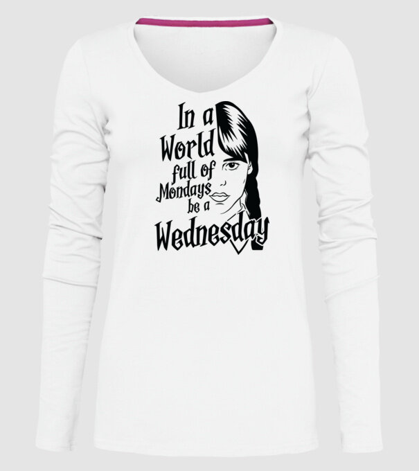 Be a Wednesday model alb pe tricou