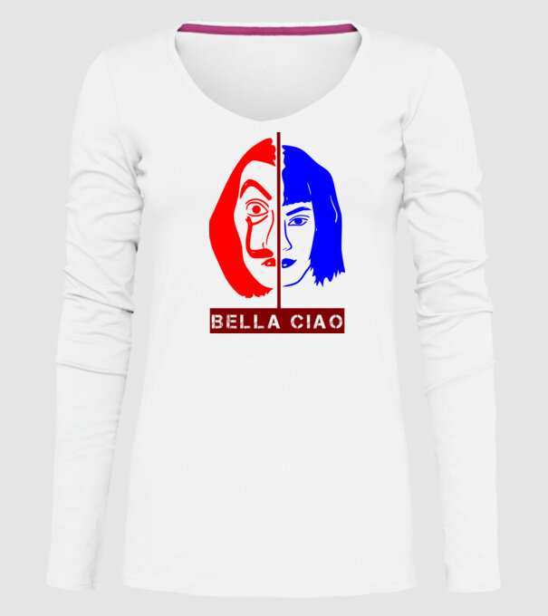 bella ciao tokyo model alb pe tricou