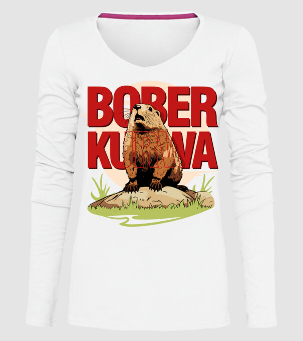 BOBER model alb pe tricou