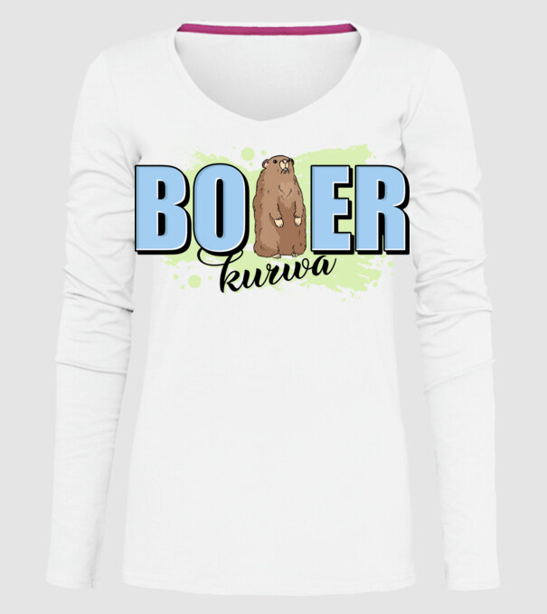 Bober Kurwa model alb pe tricou