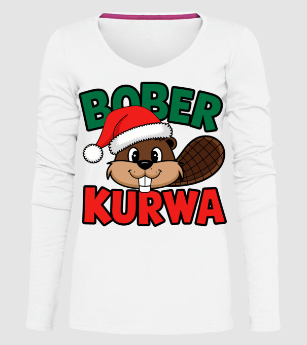 Bober kurwa xmas model alb pe tricou