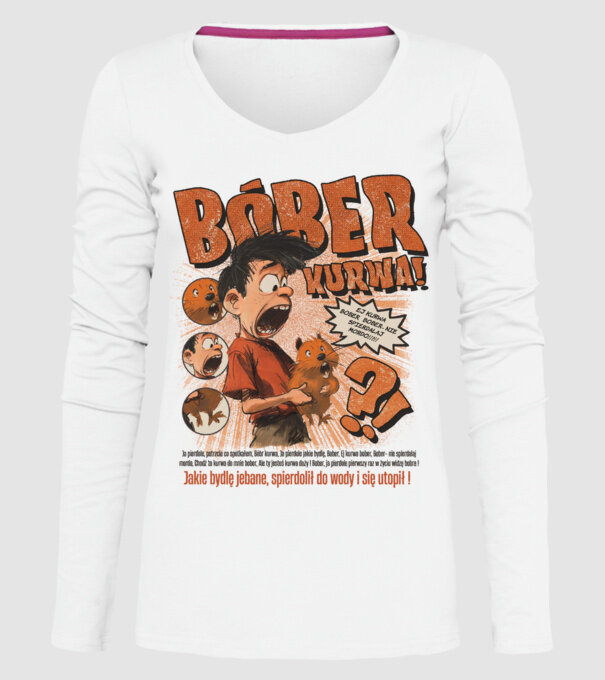Bobr Kurwa comic model alb pe tricou
