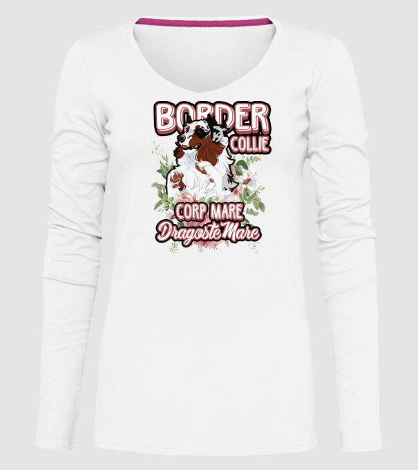 border collie - multă blană multă dragoste model alb pe tricou