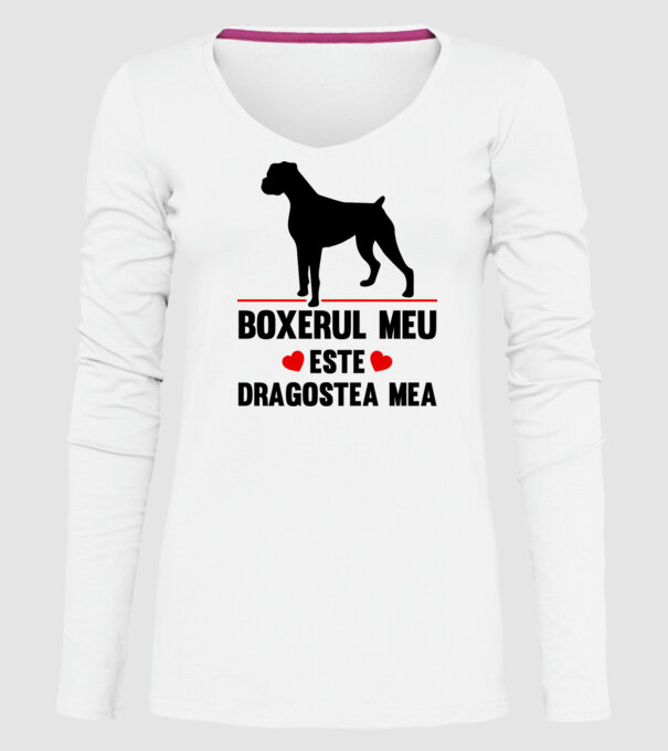 boxerul meu este dragostea mea model alb pe tricou