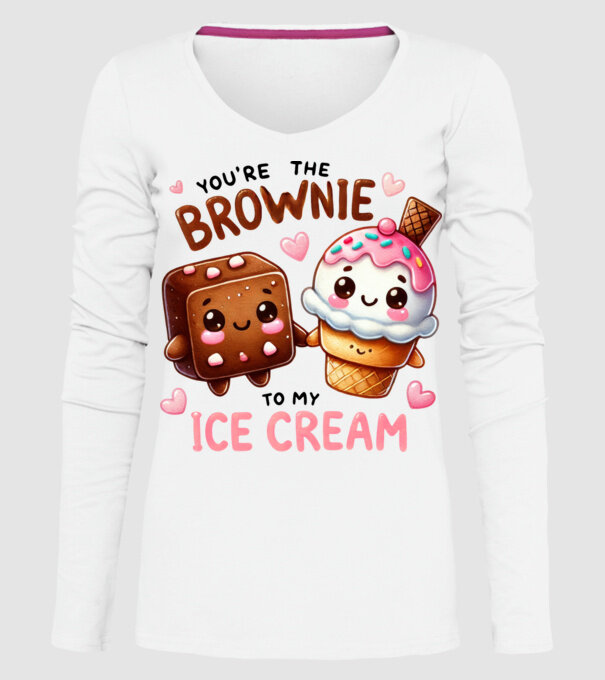Brownie to my Ice Cream model alb pe tricou