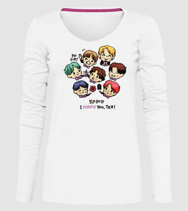 BTS chibi model alb pe tricou