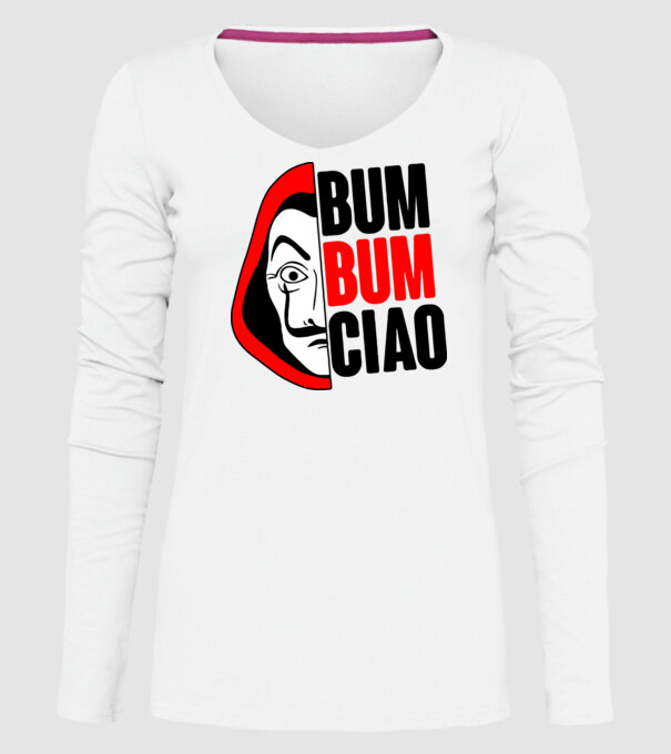 bumbum ciao money heist model alb pe tricou