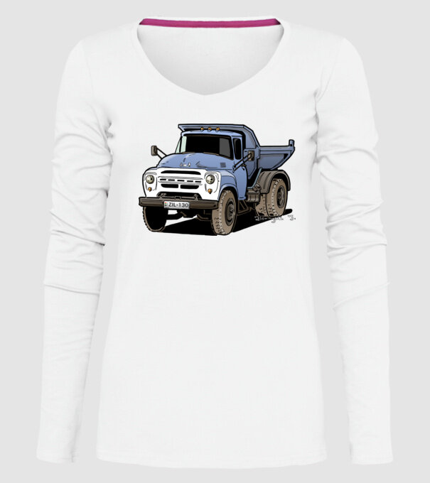 Camioane model alb pe tricou