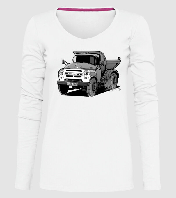 Camioane model alb pe tricou