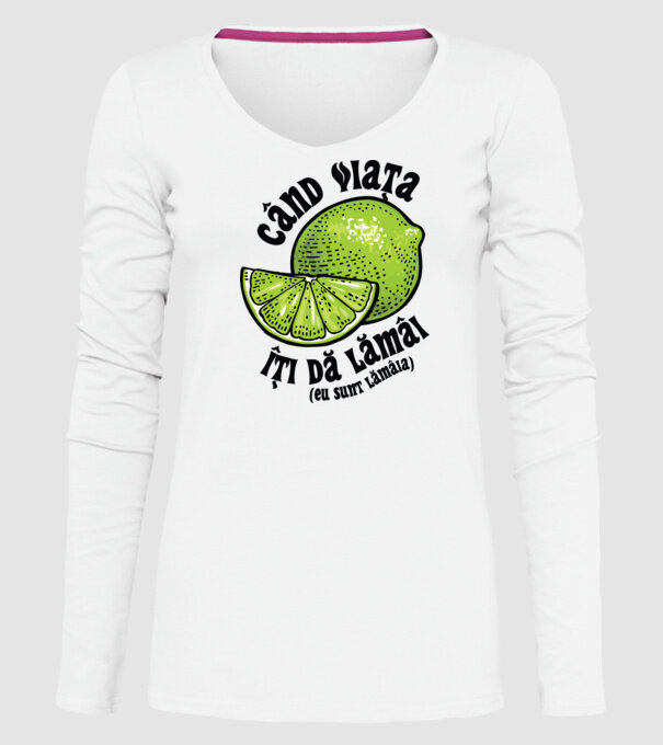 când viața îți dă lămâi (eu sunt lămâia) model alb pe tricou