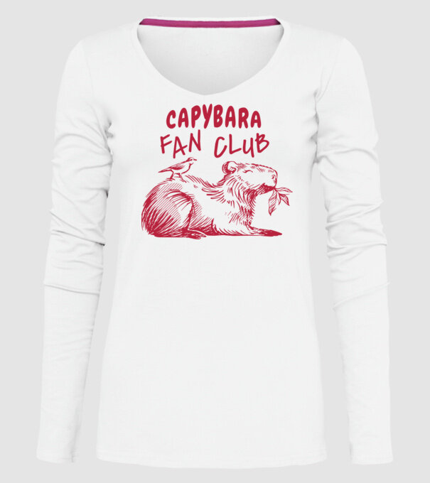 Capybara fan club model alb pe tricou