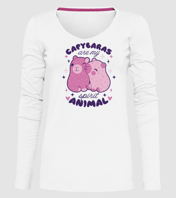 Capybaras are my spirit animal model alb pe tricou