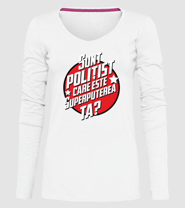 sunt polițist, care este superputerea ta? model alb pe tricou