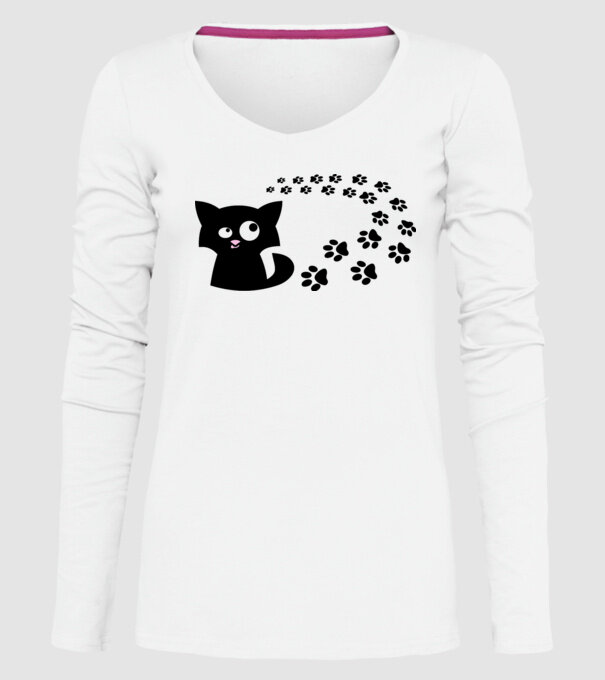 Cat model alb pe tricou
