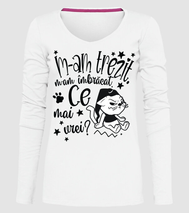 Ce mai vrei? model alb pe tricou