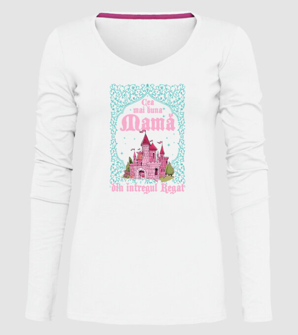 Cea mai bună mamă din întregul regat model alb pe tricou