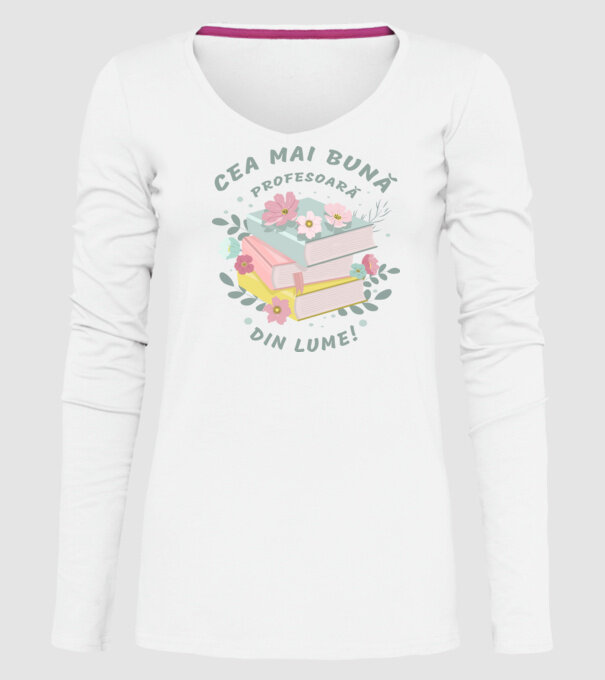 Cea mai bună profesoară din lume model alb pe tricou