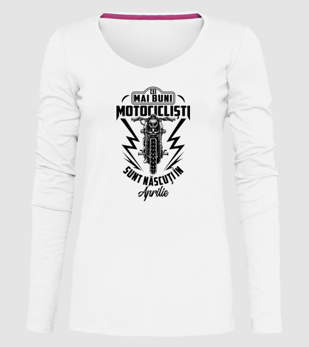 Cei mai buni motocicliști sunt născuți în Aprilie model alb pe tricou