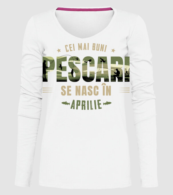 Cei mai buni pescari se nasc în aprilie model alb pe tricou