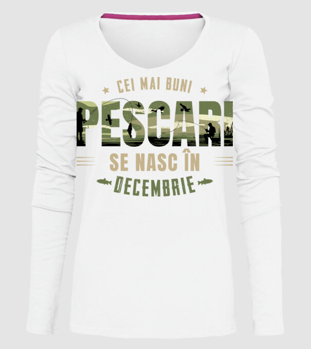 Cei mai buni pescari se nasc în decembrie model alb pe tricou