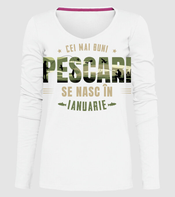 Cei mai buni pescari se nasc în ianuarie model alb pe tricou