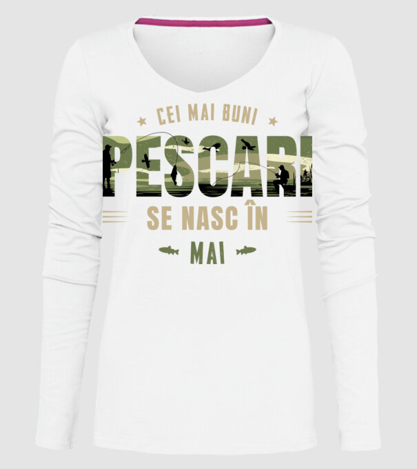 Cei mai buni pescari se nasc în mai model alb pe tricou