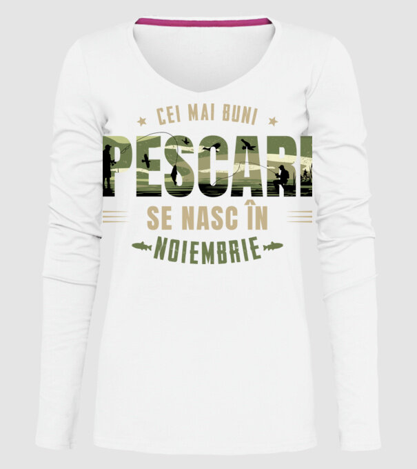 Cei mai buni pescari se nasc în noiembrie model alb pe tricou