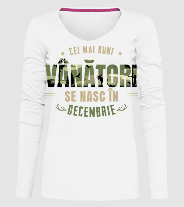 Cei mai buni vânători se nasc în decembrie model alb pe tricou