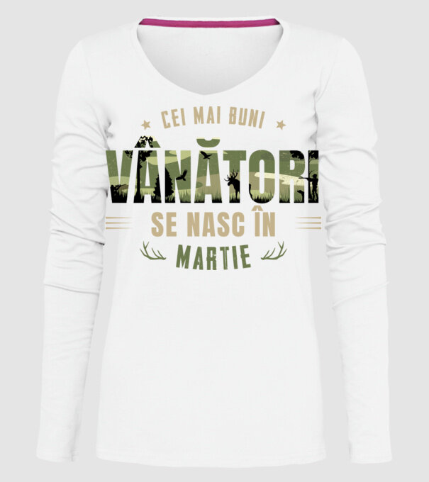 Cei mai buni vânători se nasc în martie model alb pe tricou