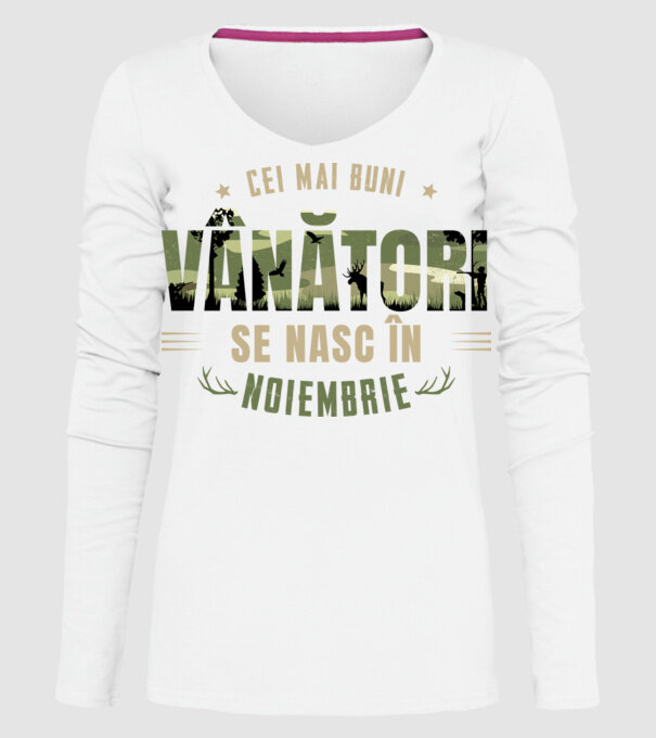 Cei mai buni vânători se nasc în noiembrie model alb pe tricou