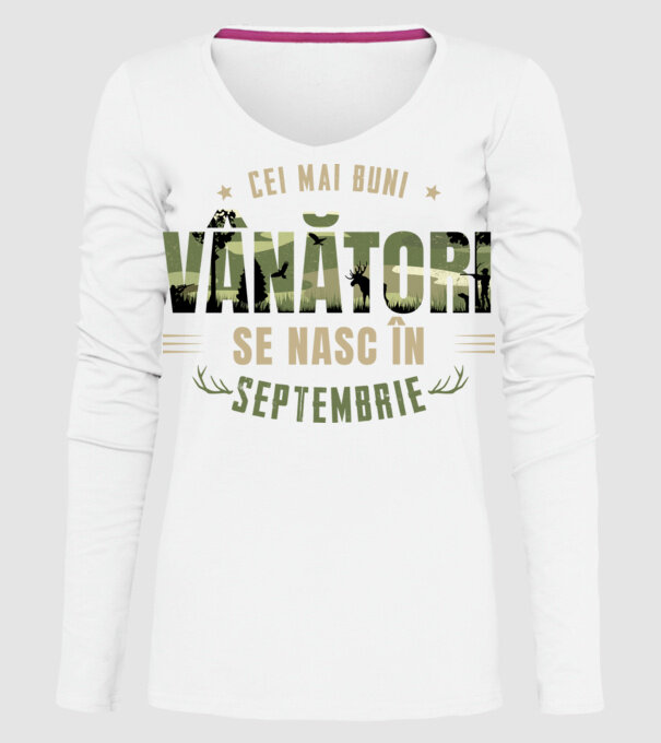 Cei mai buni vânători se nasc în septembrie model alb pe tricou