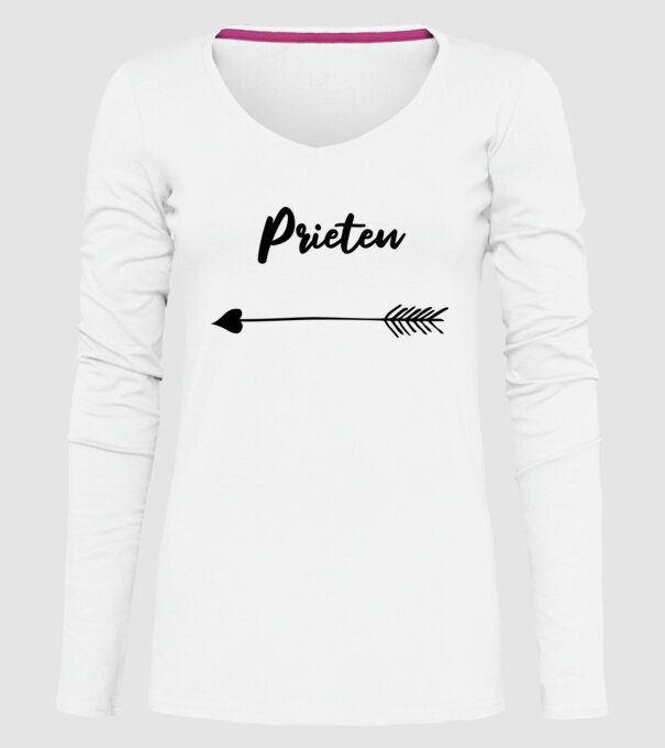 prieten model alb pe tricou
