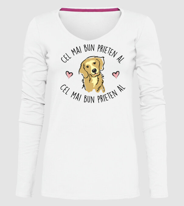 Cel mai bun prieten al meu este un golden retriever model alb pe tricou