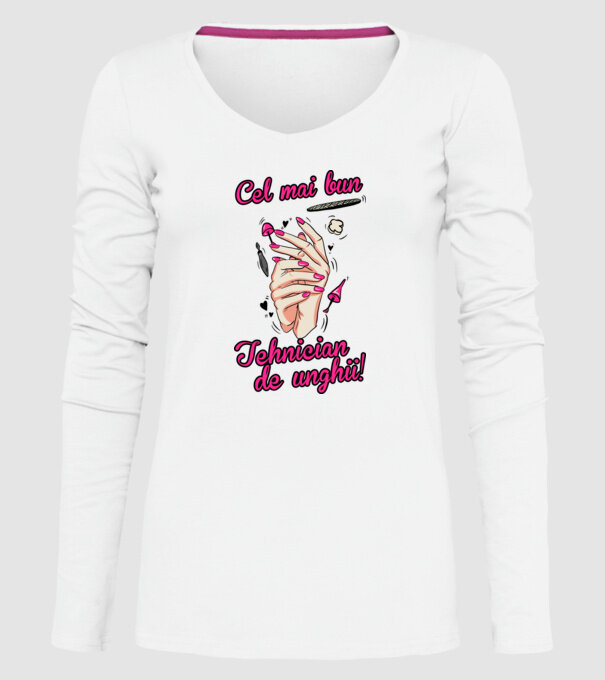 Cel mai bun tehnician de unghii model alb pe tricou