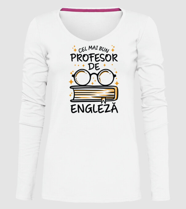 Cel mai profesor engleză model alb pe tricou