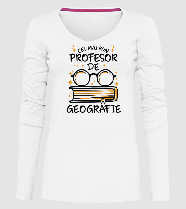 Cel mai profesor geografie model alb pe tricou