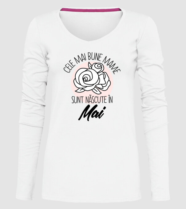 Cele mai bune mame sunt născute în Mai model alb pe tricou