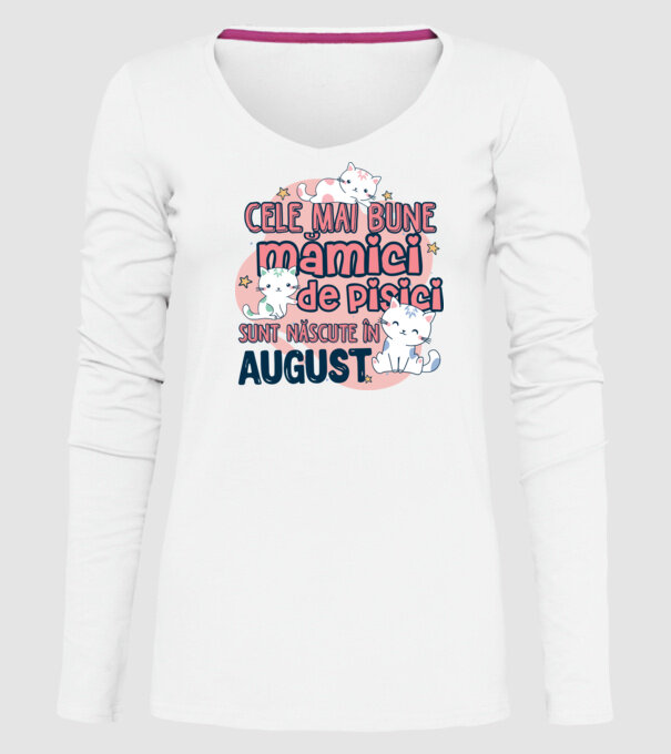 Cele mai bune mămici de pisici August model alb pe tricou