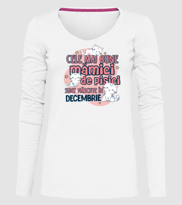 Cele mai bune mămici de pisici decembrie model alb pe tricou