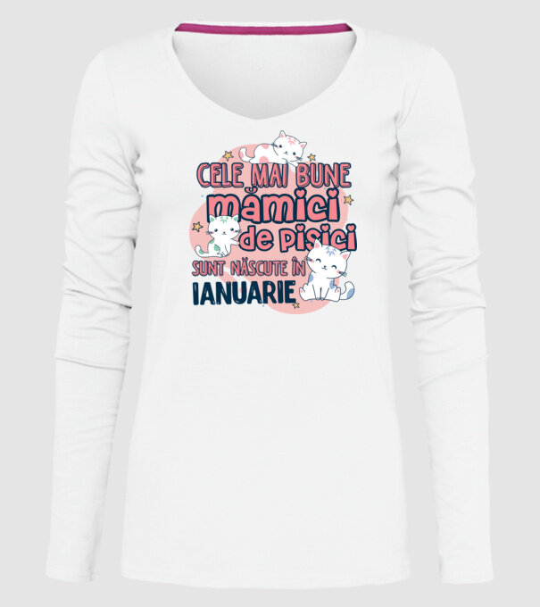 Cele mai bune mămici de pisici ianuarie model alb pe tricou
