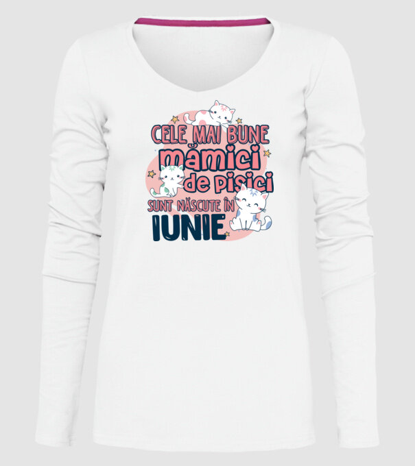 Cele mai bune mămici de pisici iunie model alb pe tricou