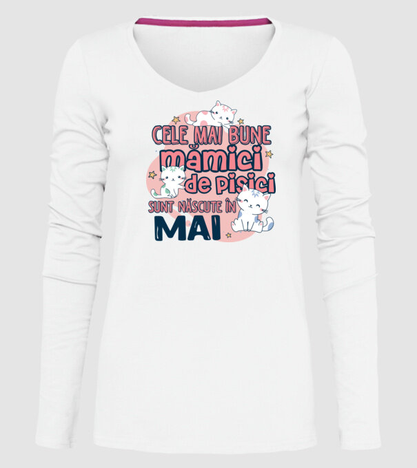Cele mai bune mămici de pisici Mai model alb pe tricou