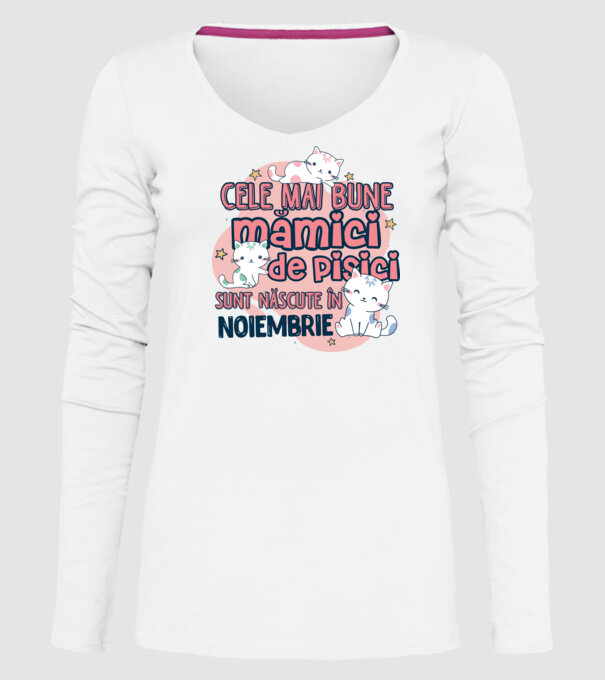 Cele mai bune mămici de pisici noiembrie model alb pe tricou